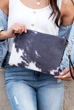 Load image into Gallery viewer, Faux Fur Cow Animal Print Clutch
