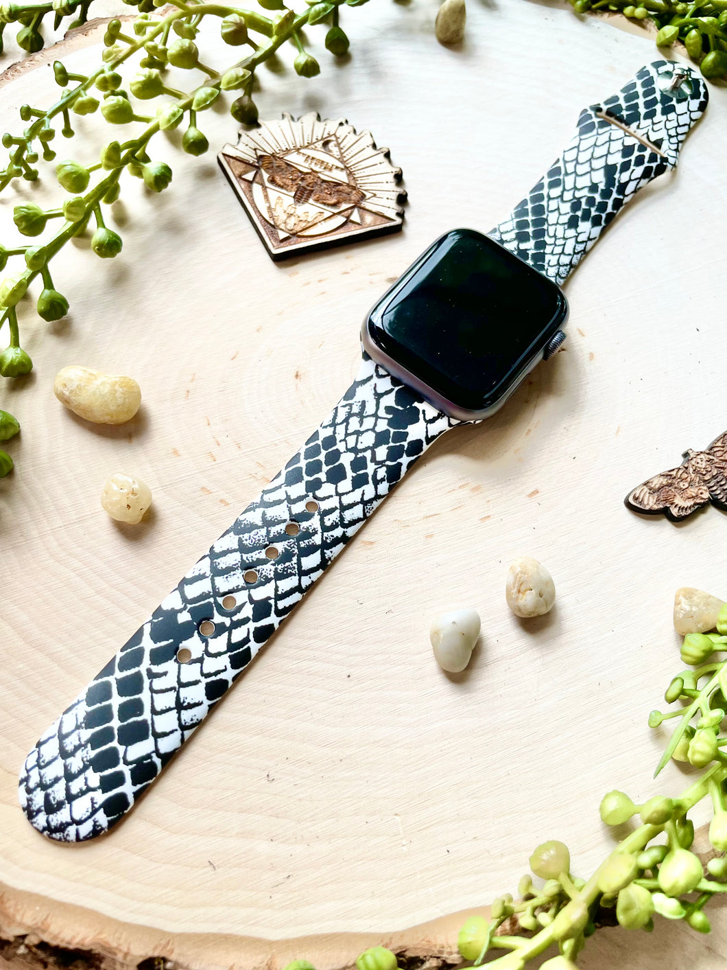Snake skin print silicone watchband