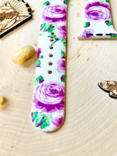Load image into Gallery viewer, Purple roses silicone replacement watch band
