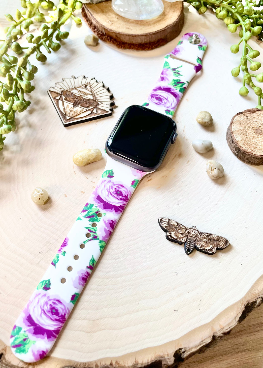 Purple roses silicone replacement watch band