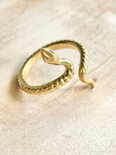 Load image into Gallery viewer, Medusa dainty brass ring
